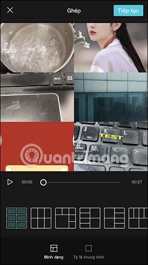 Chọn khung ghép video trong CapCut