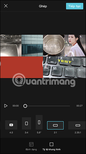 Chọn kích thước khung hình ghép video CapCut