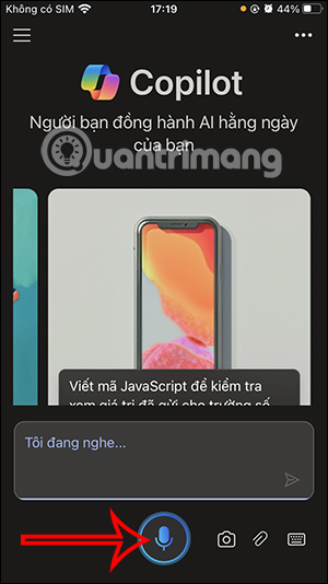 Chat bằng giọng nói trên Copilot