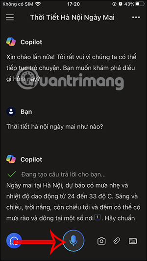 Sử dụng micro trên Copilot