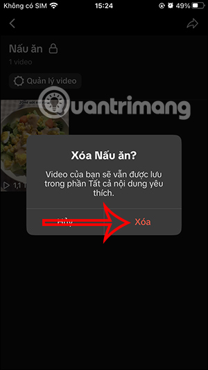 Xóa bộ sưu tập TikTok