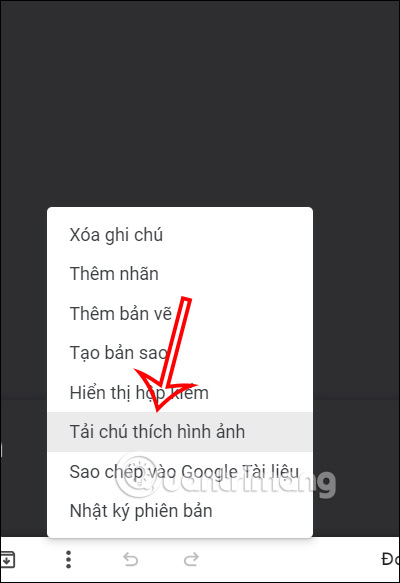 Tải chú thích hình ảnh trên Google Keep máy tính
