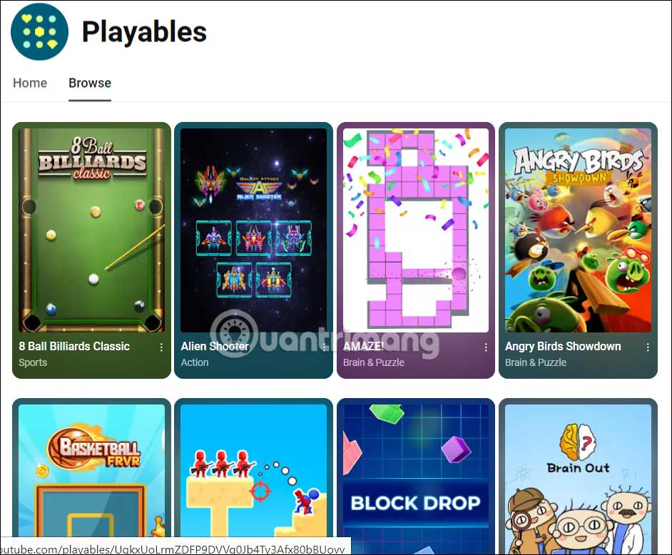 Truy cập YouTube Playables