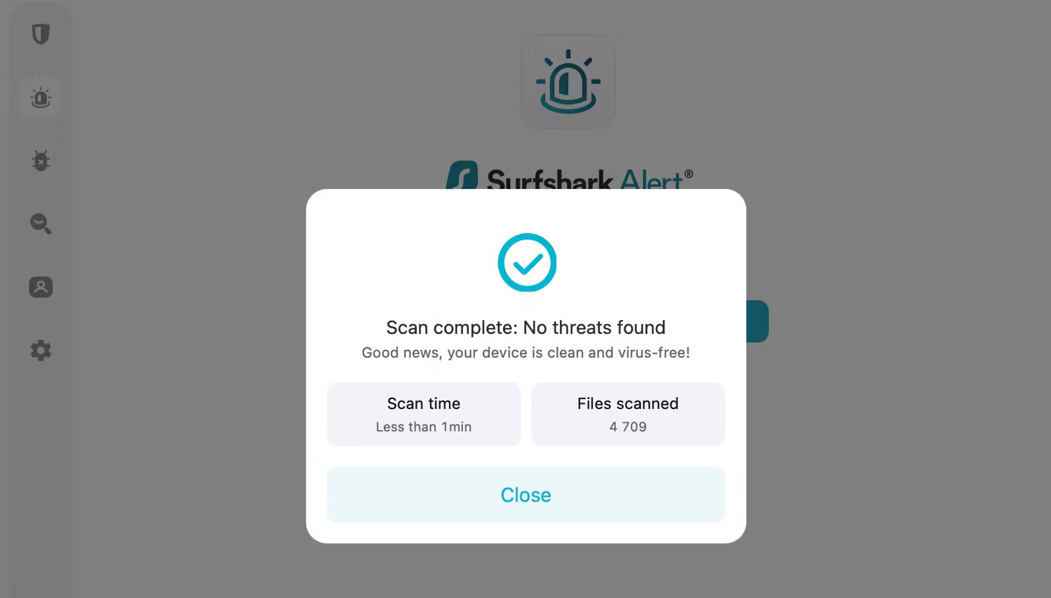 Kết quả quét trong Surfshark Antivirus