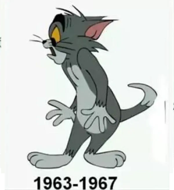Năm 1963, hình ảnh của Tom trải qua một cuộc thay đổi lớn khi lông mày của Tom được làm dày hơn để thể hiện sự hung dữ, còn chiếc đuôi của nó cũng to lên và chuyển sang màu xám.