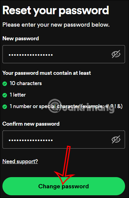 Điền mật khẩu cho tài khoản Spotify