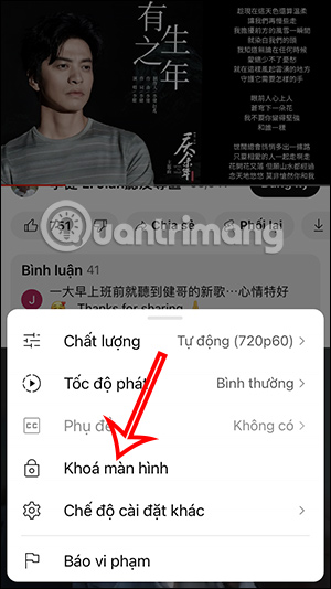 Khóa màn hình video YouTube