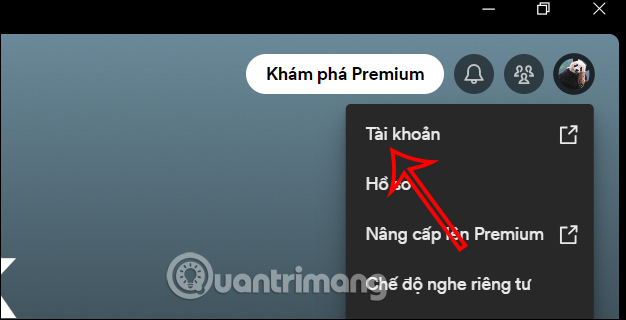 Truy cập quản lý tài khoản Spotify