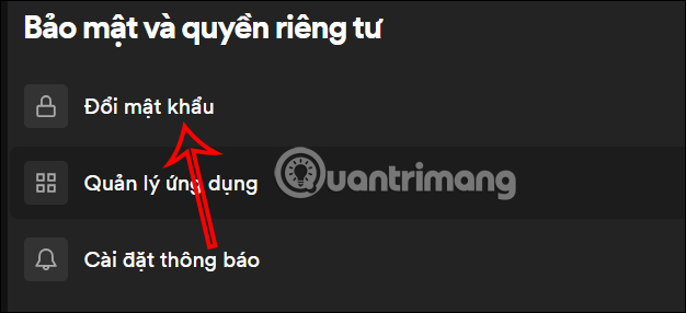 Tùy chọn đổi mật khẩu Spotify