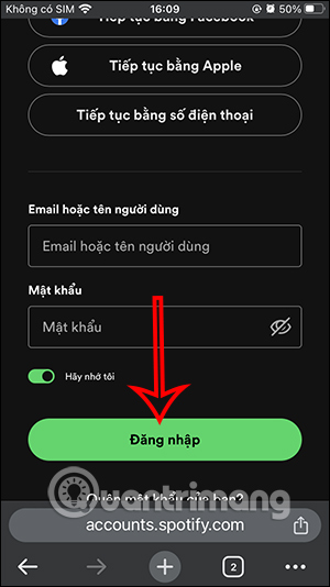 Thông tin tài khoản Spotify