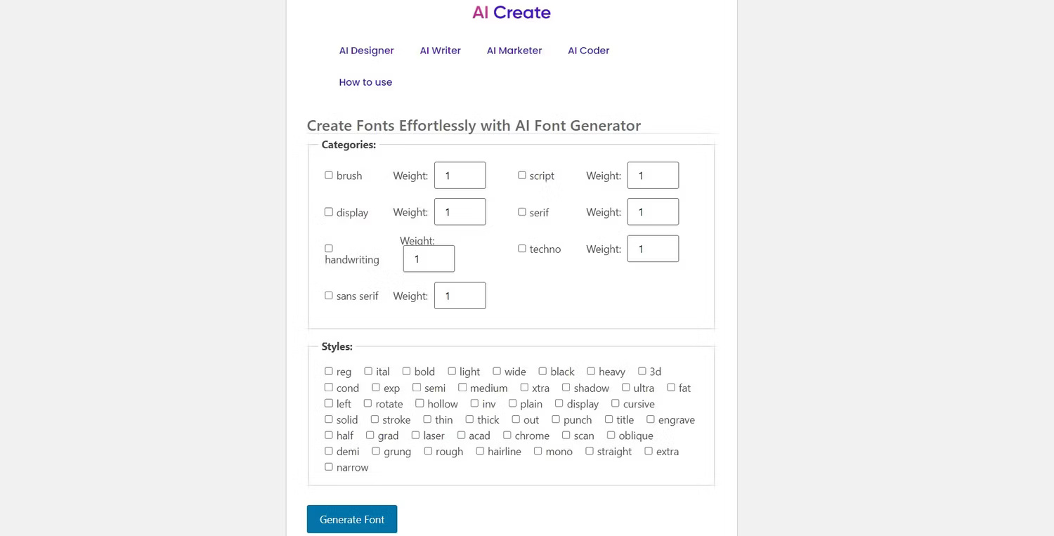 Trang web chính thức của AI Create