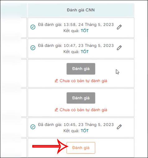 Tổ trưởng đánh giá trên TEMIS