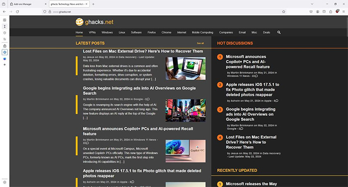 Cập nhật mới trên Firefox