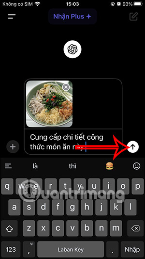 Yêu cầu cung cấp công thức nấu ăn qua ảnh trên ChatGPT