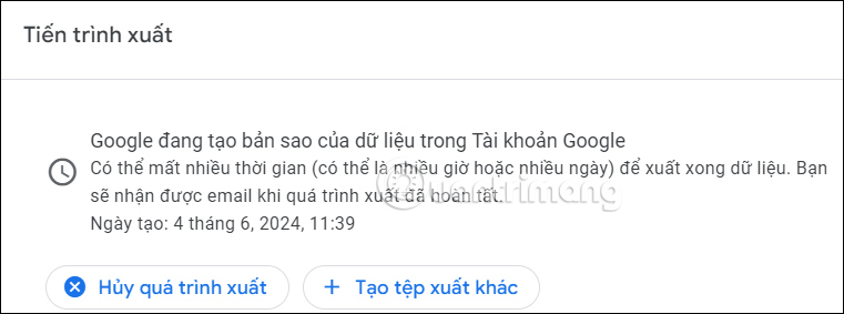 Xuất dữ liệu tài khoản Google 