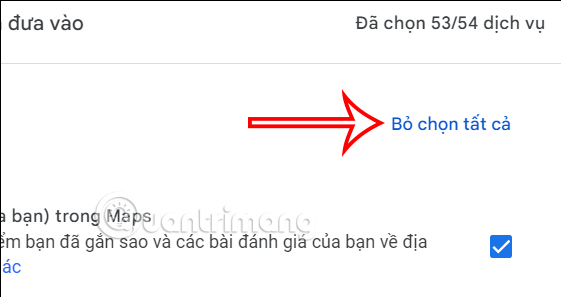Bỏ chọn nội dung 