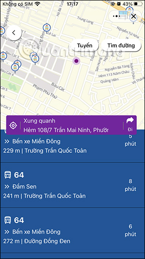 Thông tin chuyến buýt trên Zalo