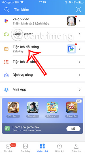 Tiện ích đời sống trên Zalo