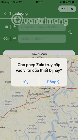Truy cập vị trí trên Zalo