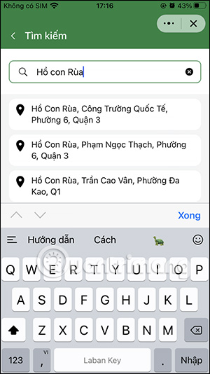 Nhập địa điểm trên Zalo