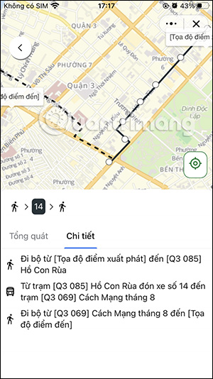 Hướng di chuyển xe buýt