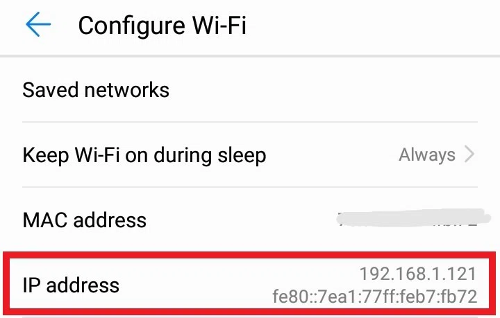 Tìm địa chỉ IP trong cài đặt Wi-Fi của Android