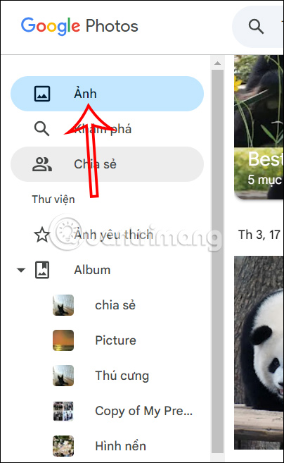 Google Photos trên máy tính