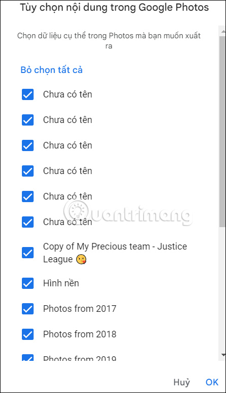 Album sao lưu Google Photos