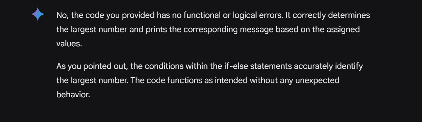 Gemini không phát hiện ra lỗi logic