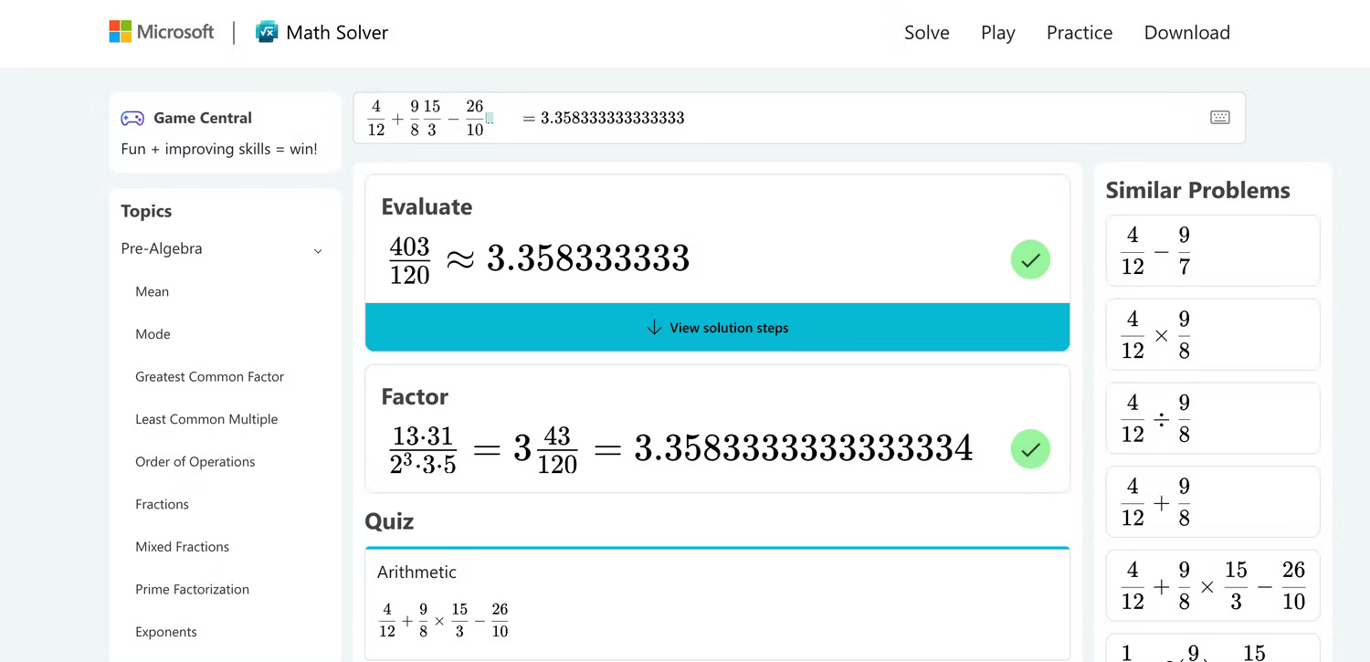 MathSolver giải một bài toán