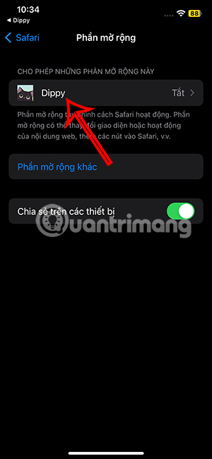 Chọn tiện ích Dippy