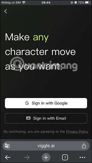 Trang web Viggle AI