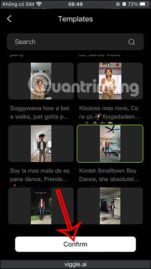Chọn động tác nhảy trên Viggle AI