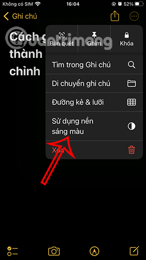 Đổi màu nền ghi chú iPhone