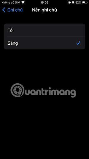 Màu nền ghi chú iPhone