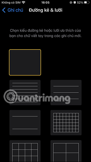 Đường lưới ghi chú iPhone