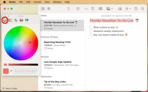 Tạo màu ghi chú trên Mac