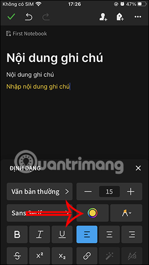 Chọn màu ghi chú Evernote