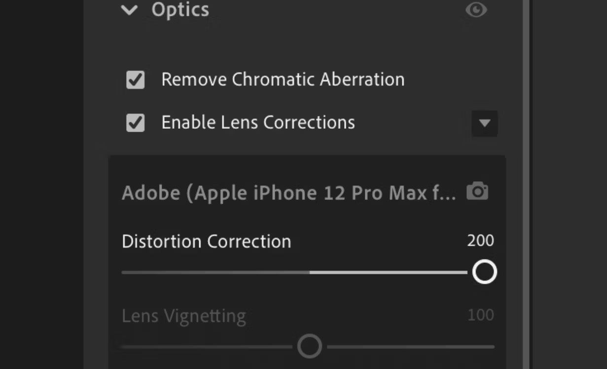 Cài đặt chỉnh sửa biến dạng trong Adobe Lightroom