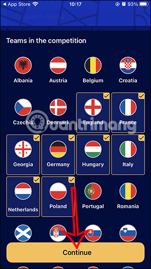 Chọn đội bạn thích trong UEFA EURO 2024 Official