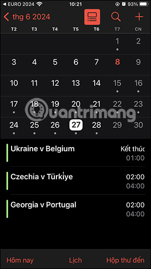 Theo dõi lịch Euro 2024 trên iPhone