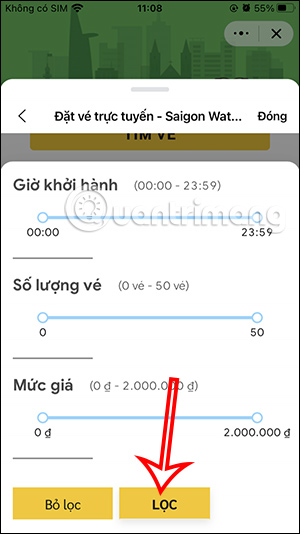 Lọc vé xe buýt sông