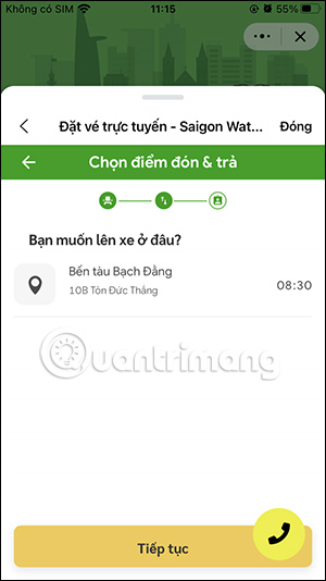 Chọn điểm đón