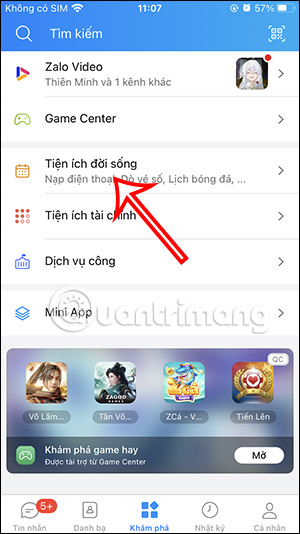 Tiện ích đời sống Zalo