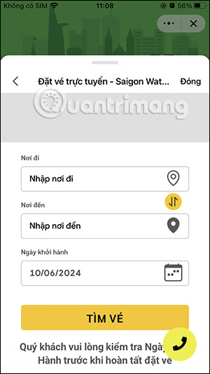 Nhập nơi đi