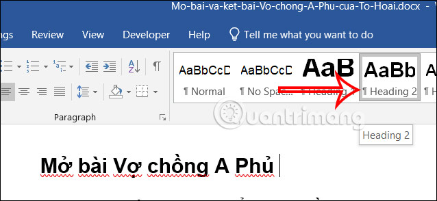 Định dạng tiêu đề Word