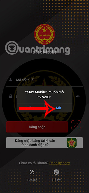 Mở ứng dụng VneID