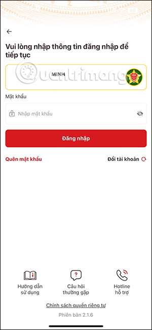 Nhập tài khoản VneID