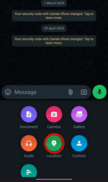 Tùy chọn vị trí trên WhatsApp