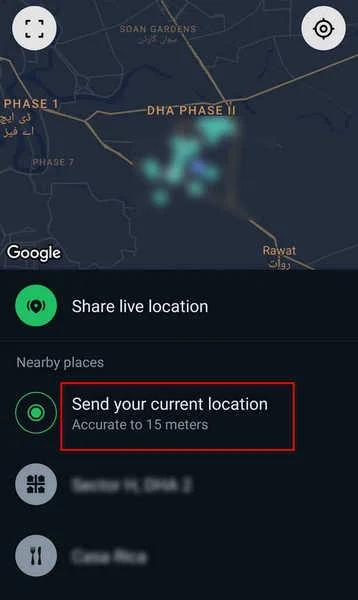 Gửi vị trí hiện tại của bạn trên WhatsApp